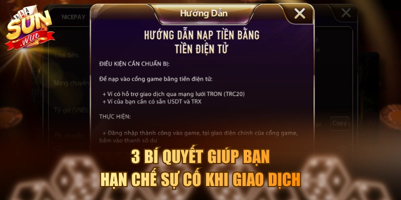 Nạp Tiền Sunwin Siêu Tốc Với Phương Thức Linh Hoạt, Tiện Lợi 3 bí quyết giúp bạn hạn chế sự cố khi giao dịch